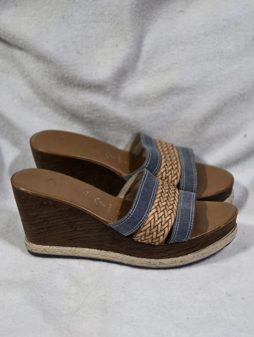 Italian Shoemakers Slide On Jean Wedges Size 8.5